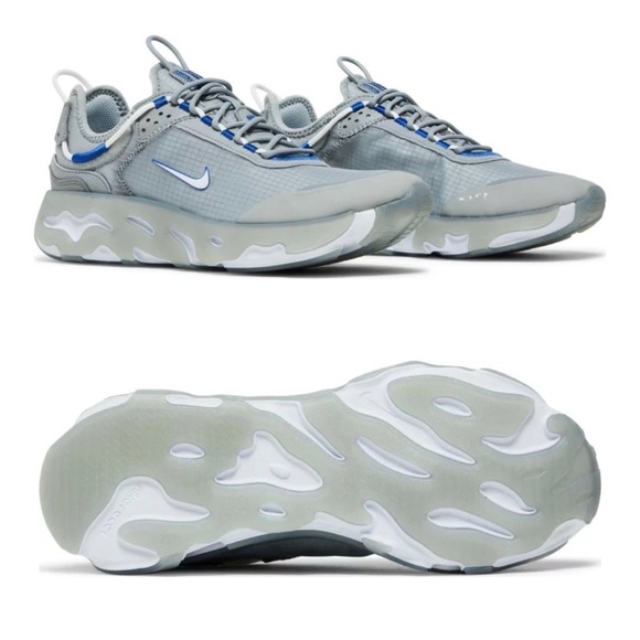 NEW Nike React Live Light Smoke Grey Hyper Royal Tennis Shoes Size 6.5